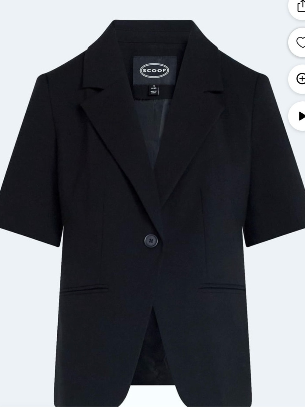 Scoop Black Short-Sleeve Single-Button Blazer Jacket